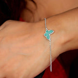 Green Butterfly 925 sterling silver bracelet for women