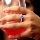 Lovely Heart  Silver Ring for women - Blue Opal