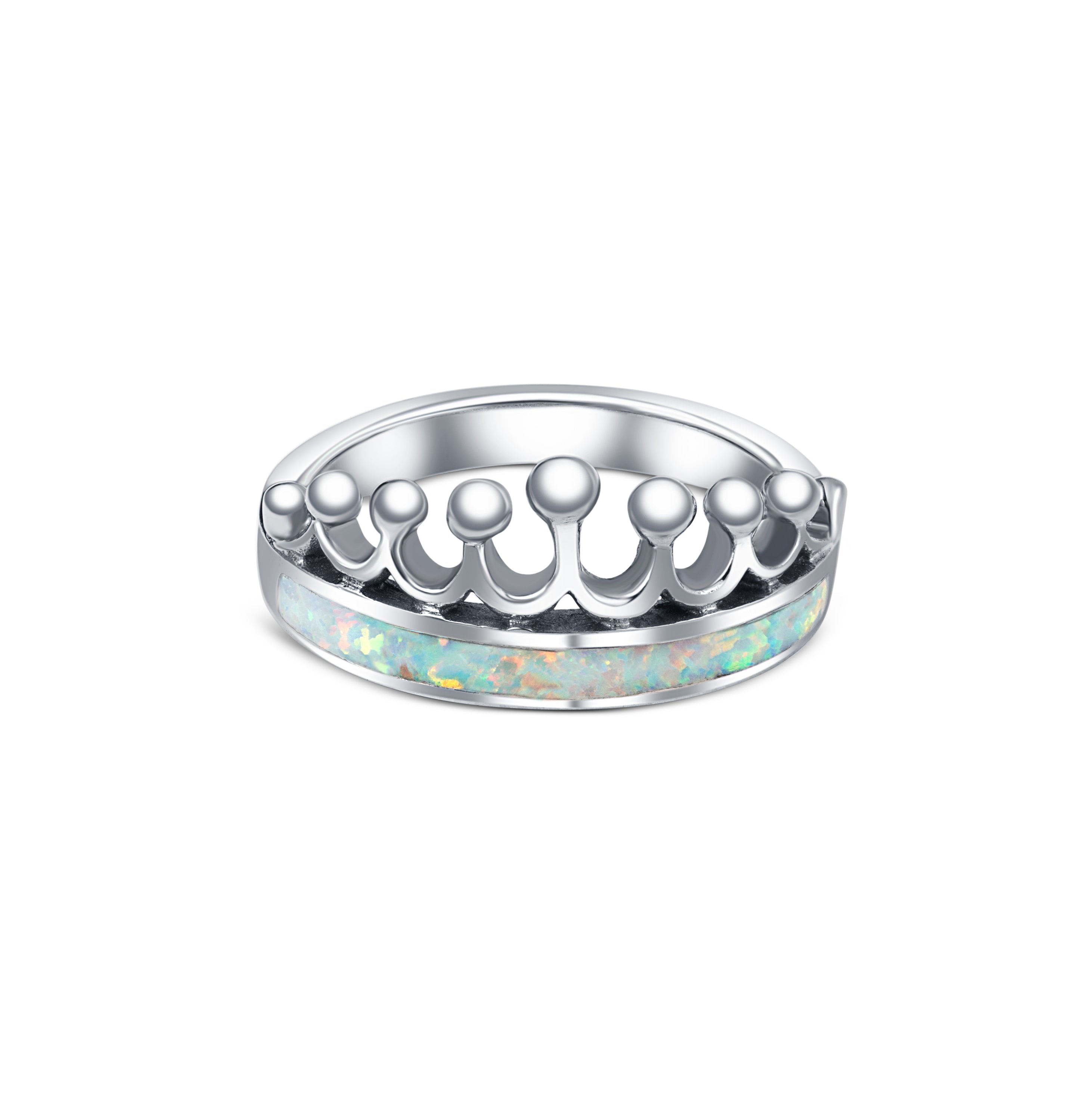 Royal Queen crown Silver Ring White Opal – Raajraani