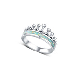 Royal Queen crown Silver Ring - White Opal