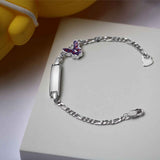 Purple Butterfly Sterling Silver Bracelet for Babies