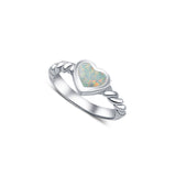 Lovely Heart  Silver Ring for women - White Opal