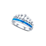 Royal Queen crown Silver Ring - Blue Opal