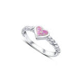 Lovely Heart  Silver Ring for women - Pink Opal