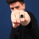 Melanite 925 Sterling Silver Ring for Men