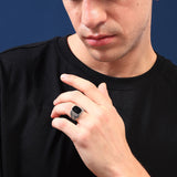 Melanite 925 Sterling Silver Ring for Men