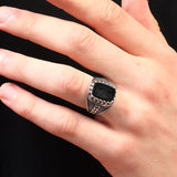 Melanite 925 Sterling Silver Ring for Men