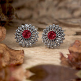 Zainab Sterling Silver Studs - Ruby