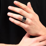 Melanite 925 Sterling Silver Ring for Men