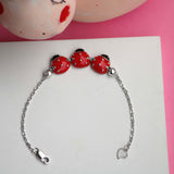 Cute Ladybugs Sterling Silver Bracelet for Babies