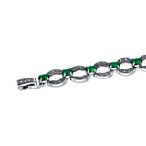 Cosmos Sterling Silver Bracelet for Women with Marcasite and Green Stones