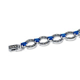 Cosmos Sterling Silver Bracelet for Women with Marcasite and Blue Stones