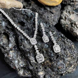Charvi Sterling Silver Necklace Earring Set for Women with Zirconia