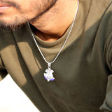 Ganesha 925 Sterling Silver Pendant with Purple Dhoti