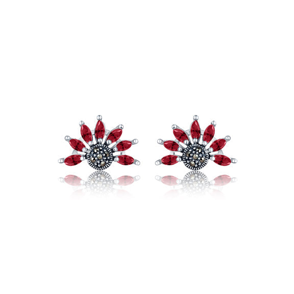 Magical Flower Studs - Ruby