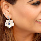 Sadabahar Dangler Silver Earrings- Blue Sapphire
