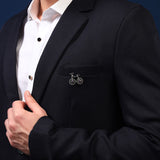 Glam Cycling Silver Brooch /Lapel Pin with Purple Stones for Men