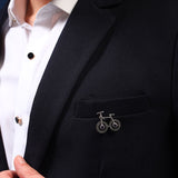 Glam Cycling Silver Brooch /Lapel Pin with Purple Stones for Men