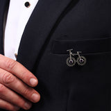Glam Cycling Silver Brooch /Lapel Pin with Purple Stones for Men