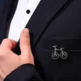 Glam Cycling Silver Brooch /Lapel Pin with Purple Stones for Men