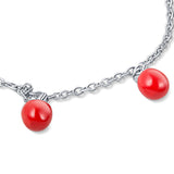 Red Cherries Charms Sterling Silver Bracelet for Babies