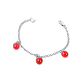 Red Cherries Charms Sterling Silver Bracelet for Babies