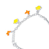 Flower and Butterfly Charms Sterling Silver Bracelet for Girls