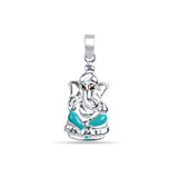 Lambodar with Blue Enamel 925 Sterling Silver Pendant