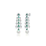 Graceful Silver Zirconia Dangler for Women with Pearl drop- Green