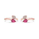 Kopal 925 Sterling Silver Toe Ring in Rose Gold with Ruby