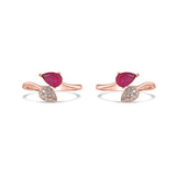 Kopal 925 Sterling Silver Toe Ring in Rose Gold with Ruby