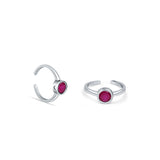 Reva Sterling Silver Toe Ring for Women with Pink Round Zirconia