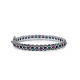 Divisha Multi Color Sterling Silver Kada for Women with Ruby Emerald and Blue Sapphire