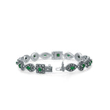 Pankti Sterling Silver Kada for Women with Emerald