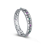 Mahreen Sterling Silver Kada for Women with Ruby and Emerald