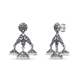 Chandrakin Sterling Silver Jhumka for Women - Pearl and Ruby