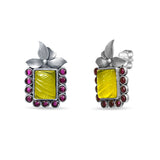 Lavanya Sterling Silver Studs for Women - Citrine and Ruby