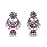 Nalini Sterling Silver Jhumka for Women - Ruby & Pearls