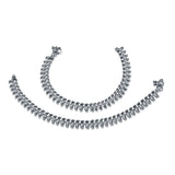 Ambi Buta Sterling Silver Oxidised Anklet for Women
