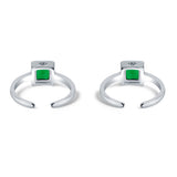 Kamya Sterling Silver Toe Ring for Women - Green