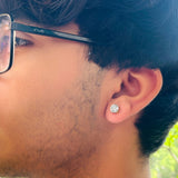 Glimmering Man Sterling Silver Rose-Gold Stud for Men - Big - Single