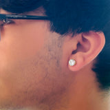 Glimmering Man Sterling Silver Rose-Gold Stud for Men - Extra Big  - Single