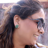 Aabha Sterling Silver Studs - Green Onyx