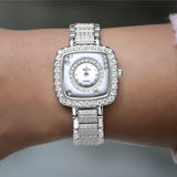 Glitz and Glam White Dial Silver Watch for Women with Zirconias