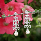 Graceful Silver Zirconia Dangler for Women with Pearl drop