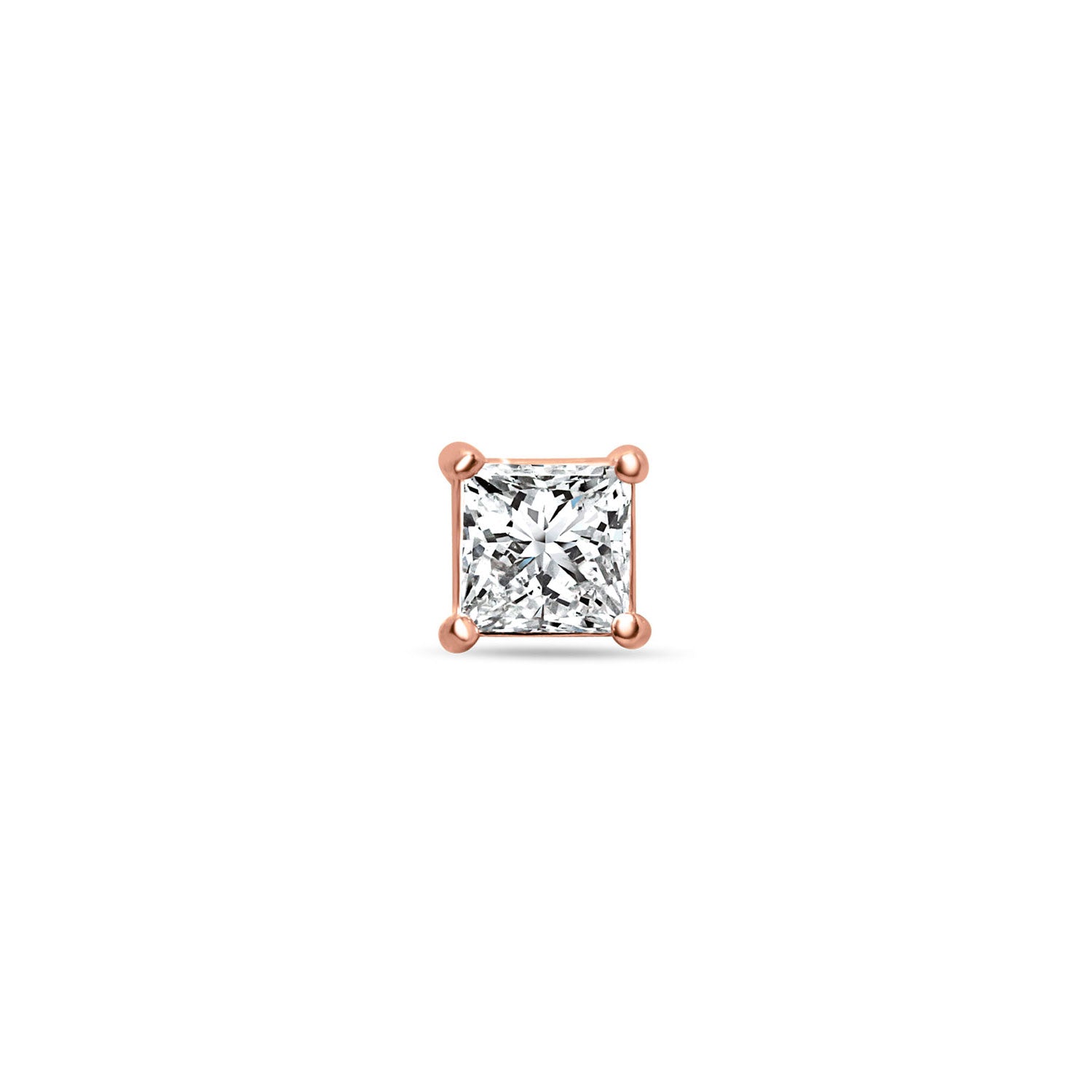 Glitzy Men Sterling Silver Rose-Gold Stud for Men - Small - Single