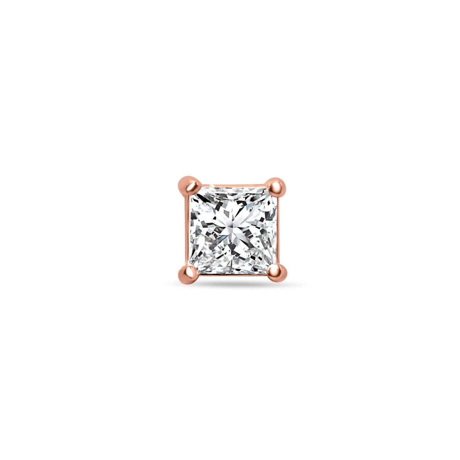 Glitzy Men Sterling Silver Rose-Gold Stud for Men - Big - Single