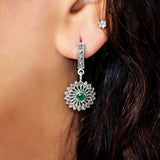 Parul 925 Sterling Silver Hoops with Emerald