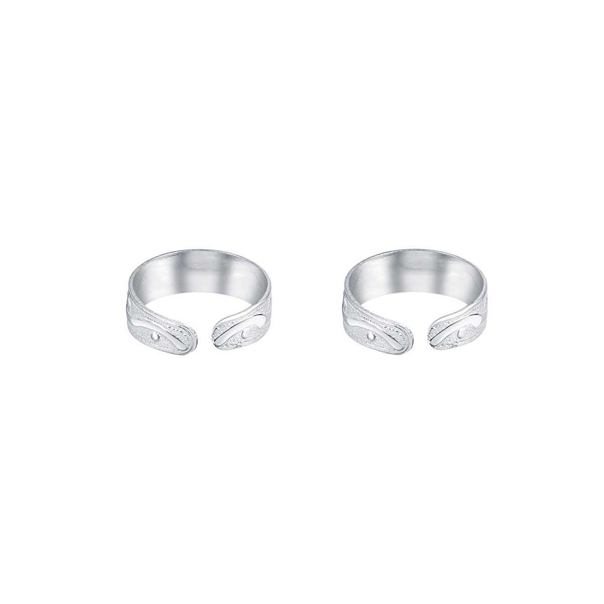 This stylish Sterling silver toe ring for women features a beautiful swirly wave design, adding a touch of elegance to your look. With its silver finish, it is the perfect accessory for any outfit. Give your toes some love with the Wavy Swirl Toe Ring.