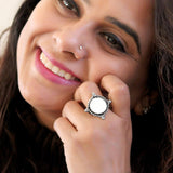 Aaina Sterling Silver Mirror Ring for Women (Adjustable)